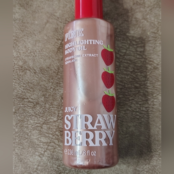 Victoria's Secret PINK Juicy Strawberry Highlighting Body Oil and Glasses - Picture 4 of 6